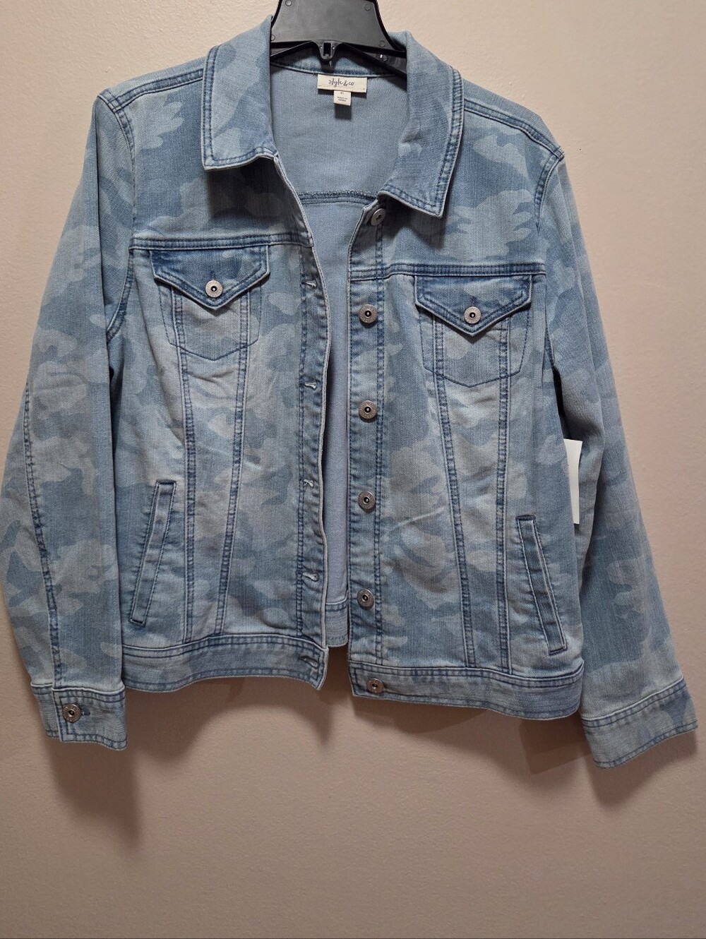 Blue Camo Denim Jacket - Size XL
